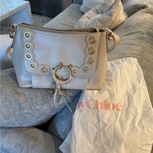 See By Chloe Cream Crossbody Bag with Gold Hardware